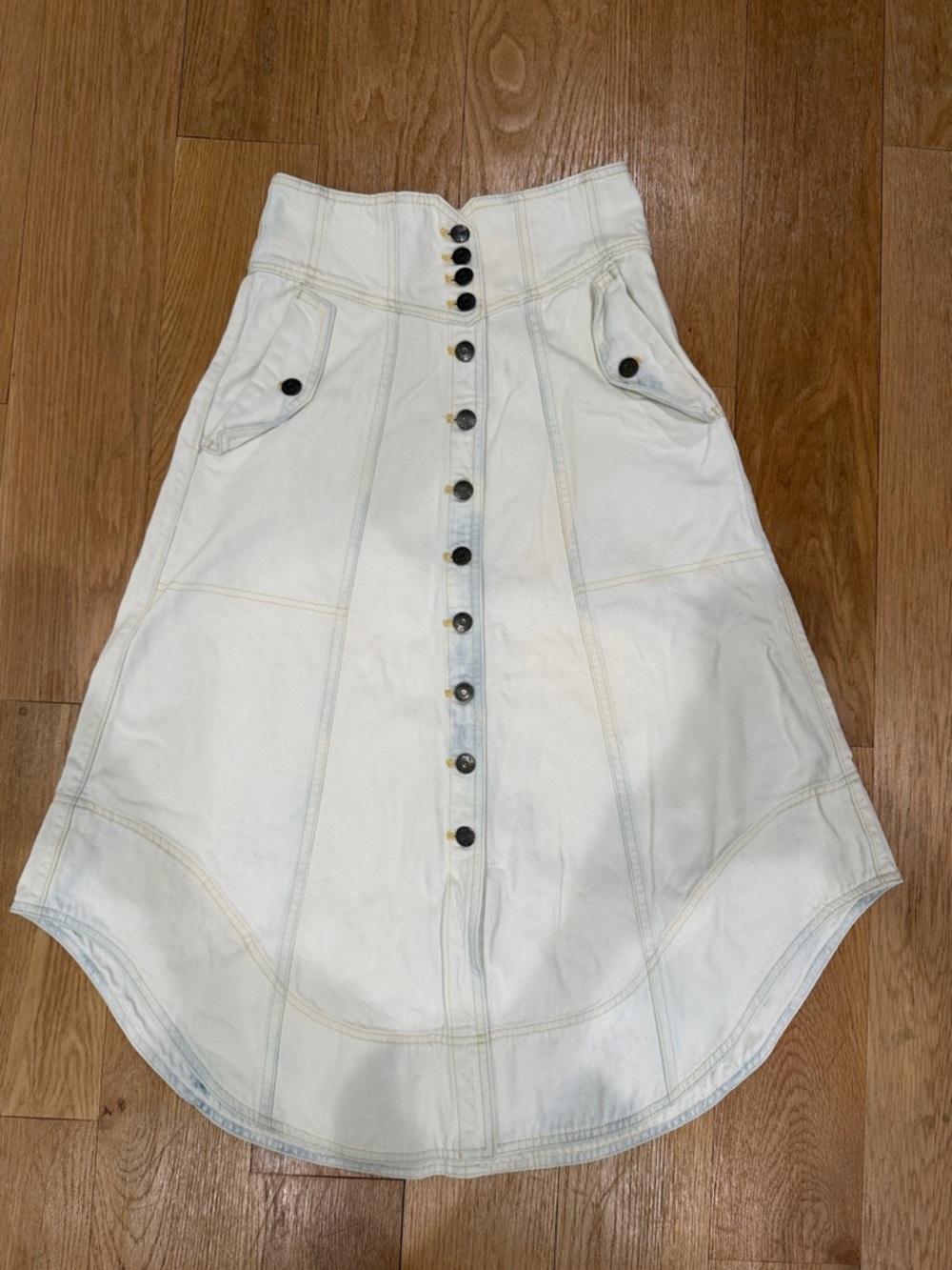 Ulla Johnson Cream High-Low Button Front Skirt